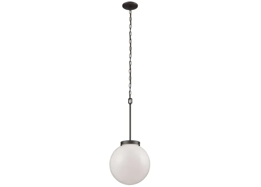 Beckett 12" Wide 1-Light Mini Pendant - Oil Rubbed Bronze with White Glass