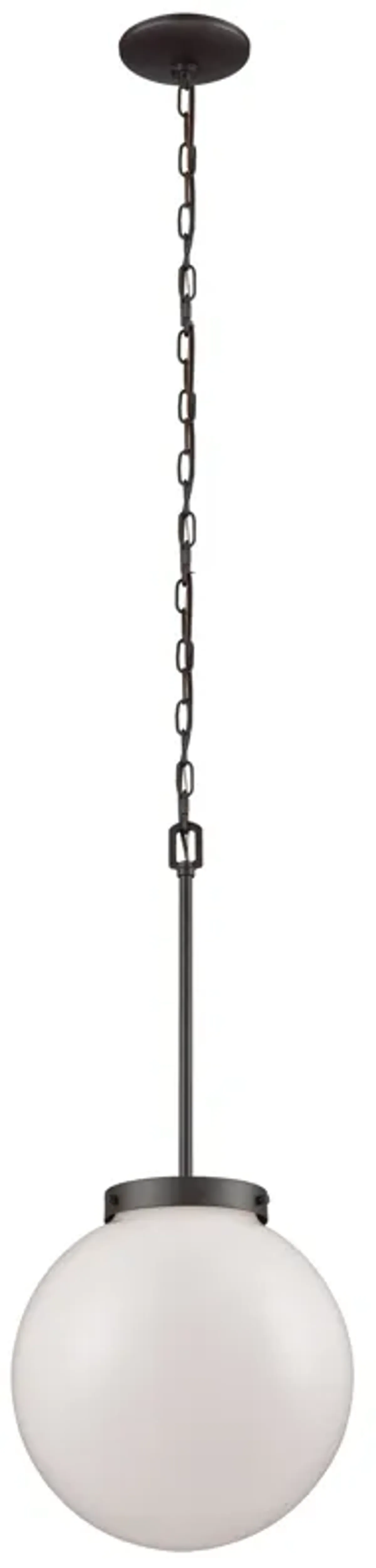 Beckett 12" Wide 1-Light Mini Pendant - Oil Rubbed Bronze with White Glass