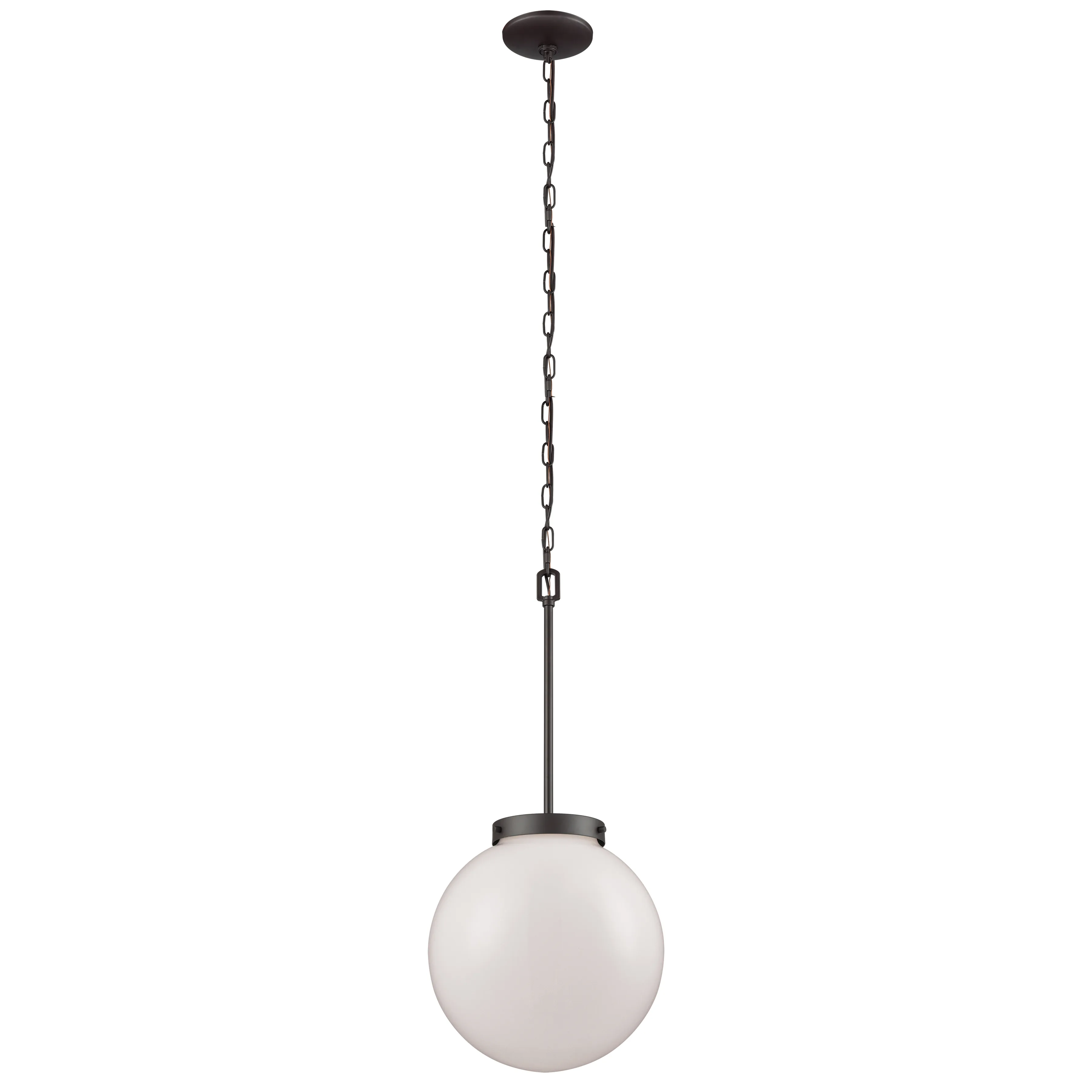 Beckett 12" Wide 1-Light Mini Pendant - Oil Rubbed Bronze with White Glass