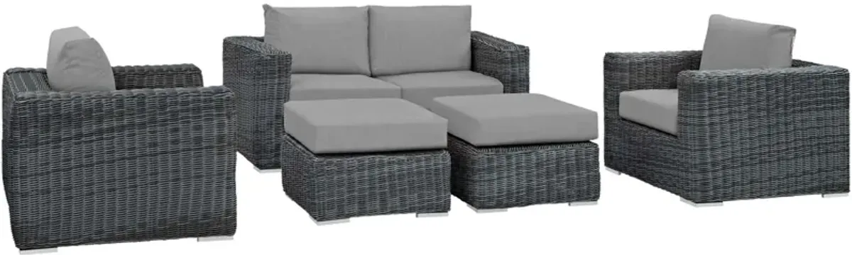 Summon 5 Piece Outdoor Patio Sunbrella® Sectional Set