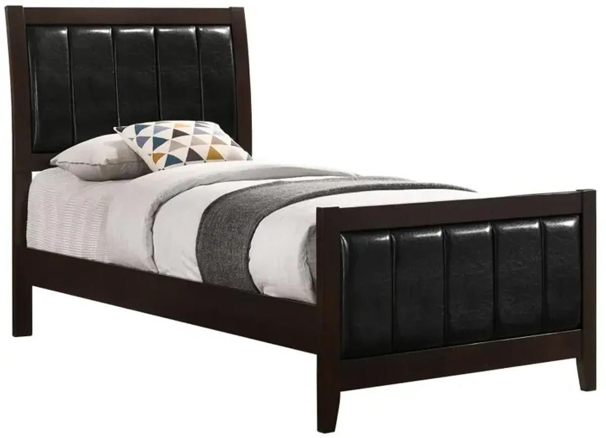 Carlton Twin Upholstered Panel Bed Cappuccino and Black