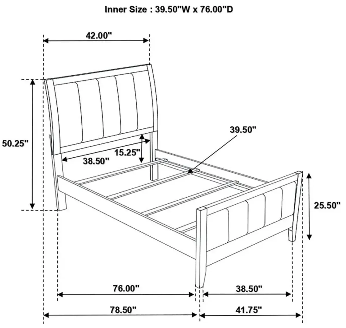 Carlton Twin Upholstered Panel Bed Cappuccino and Black