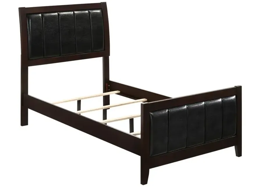 Carlton Twin Upholstered Panel Bed Cappuccino and Black