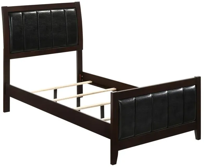 Carlton Twin Upholstered Panel Bed Cappuccino and Black