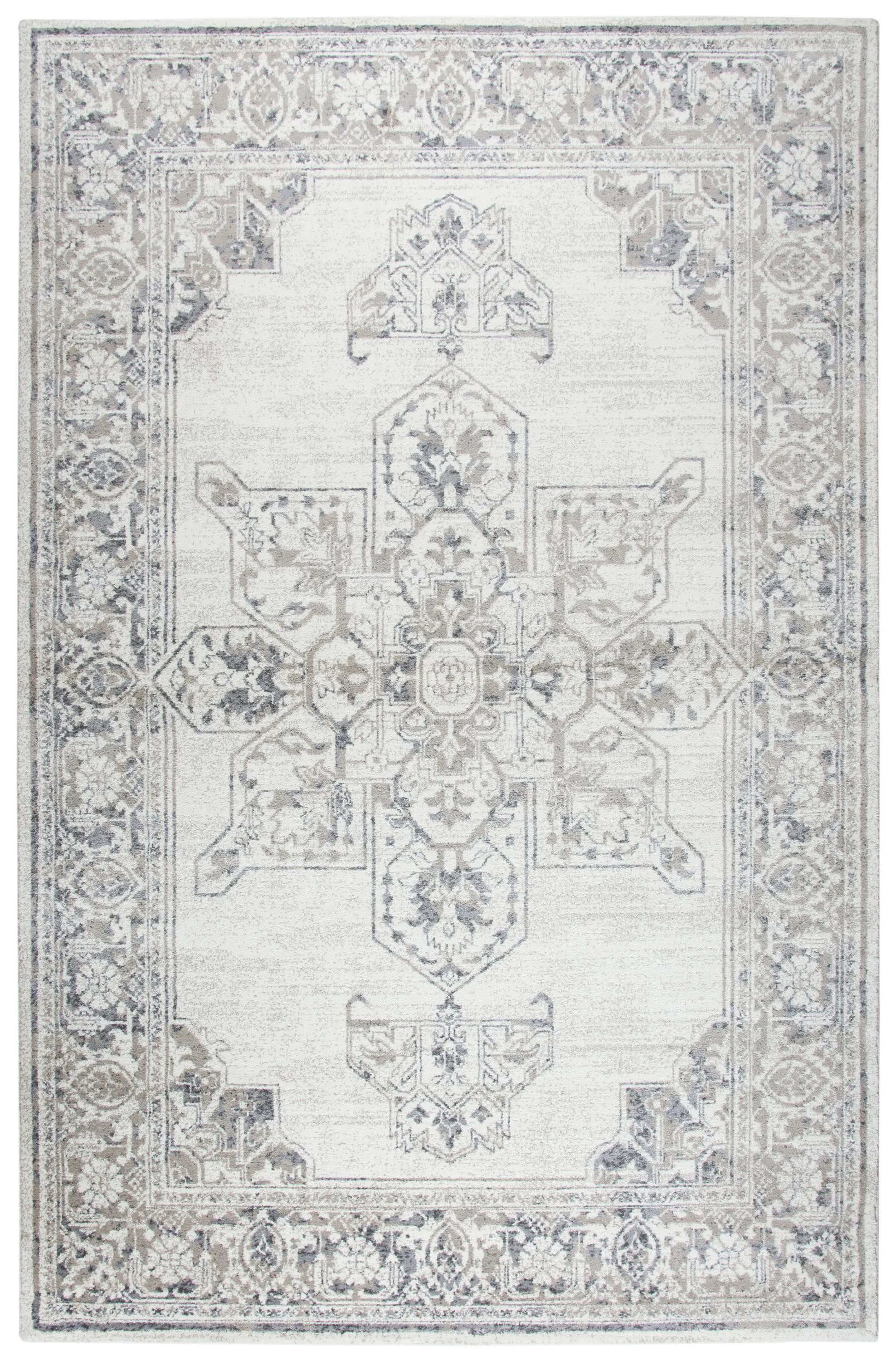 Panache Natural/Beige Central Medallion Motif Distress  Polypropylene 6'7" x 9'6" Rectangle Rug