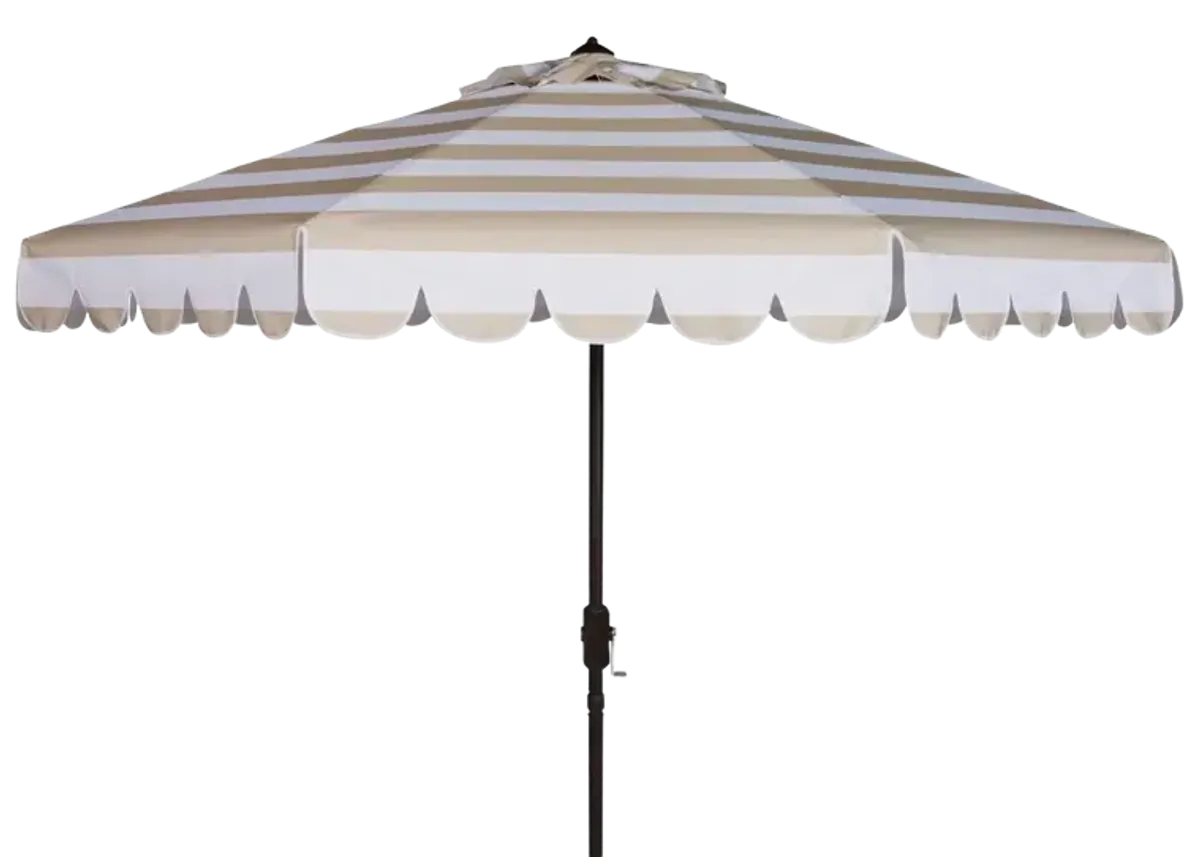 Maui Single Scallop Striped 9ft Crank Push Button Tilt Umbrella