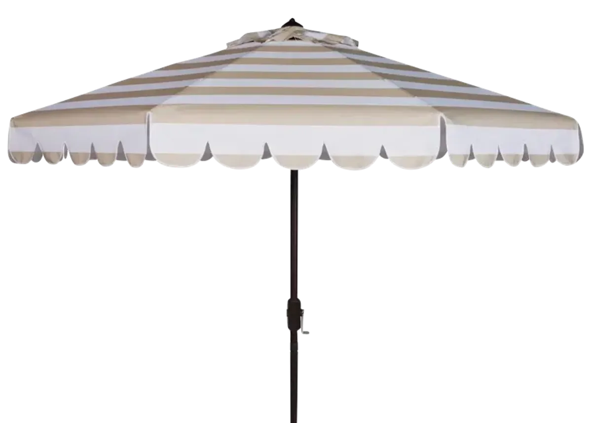 Maui Single Scallop Striped 9ft Crank Push Button Tilt Umbrella