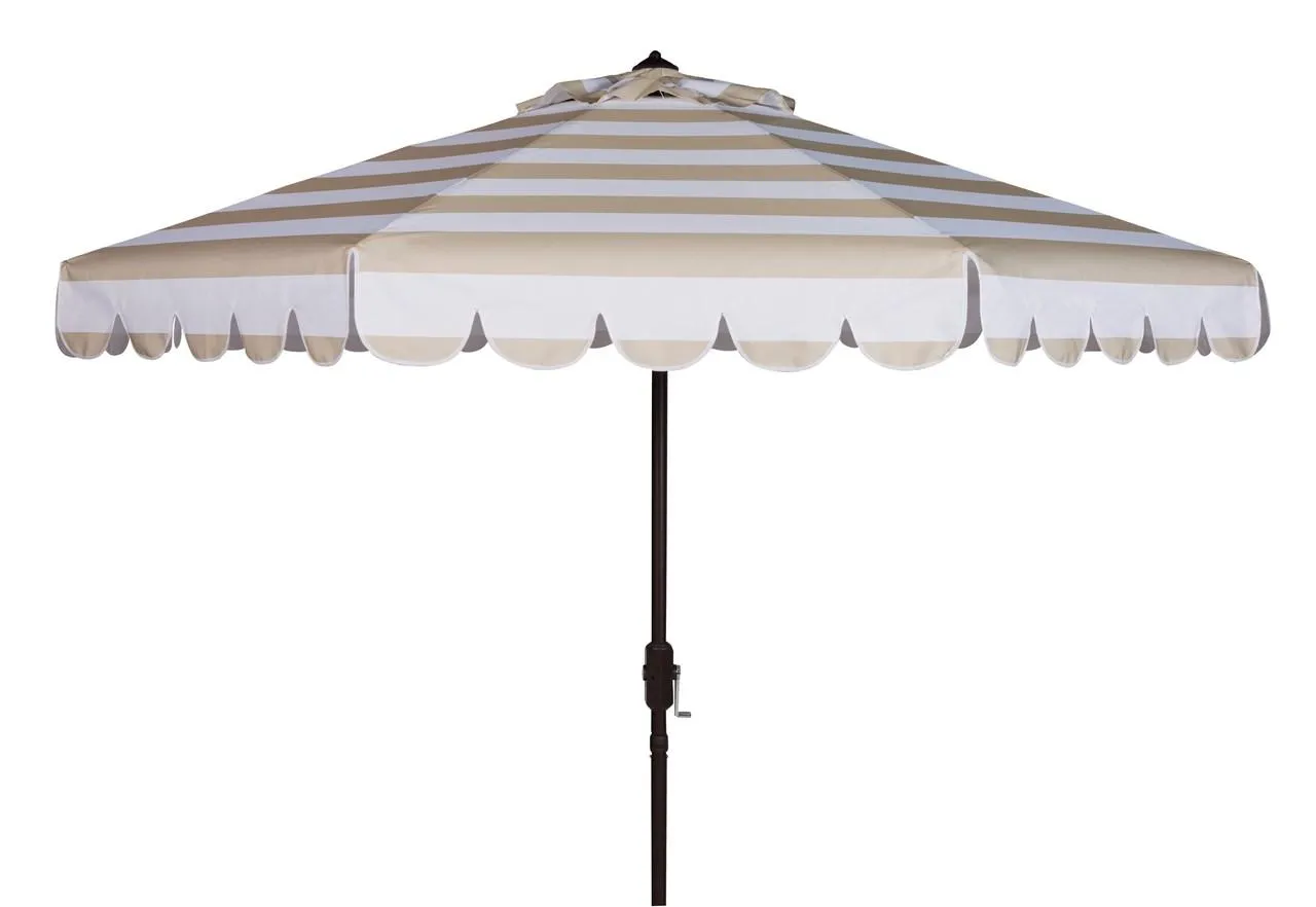 Maui Single Scallop Striped 9ft Crank Push Button Tilt Umbrella