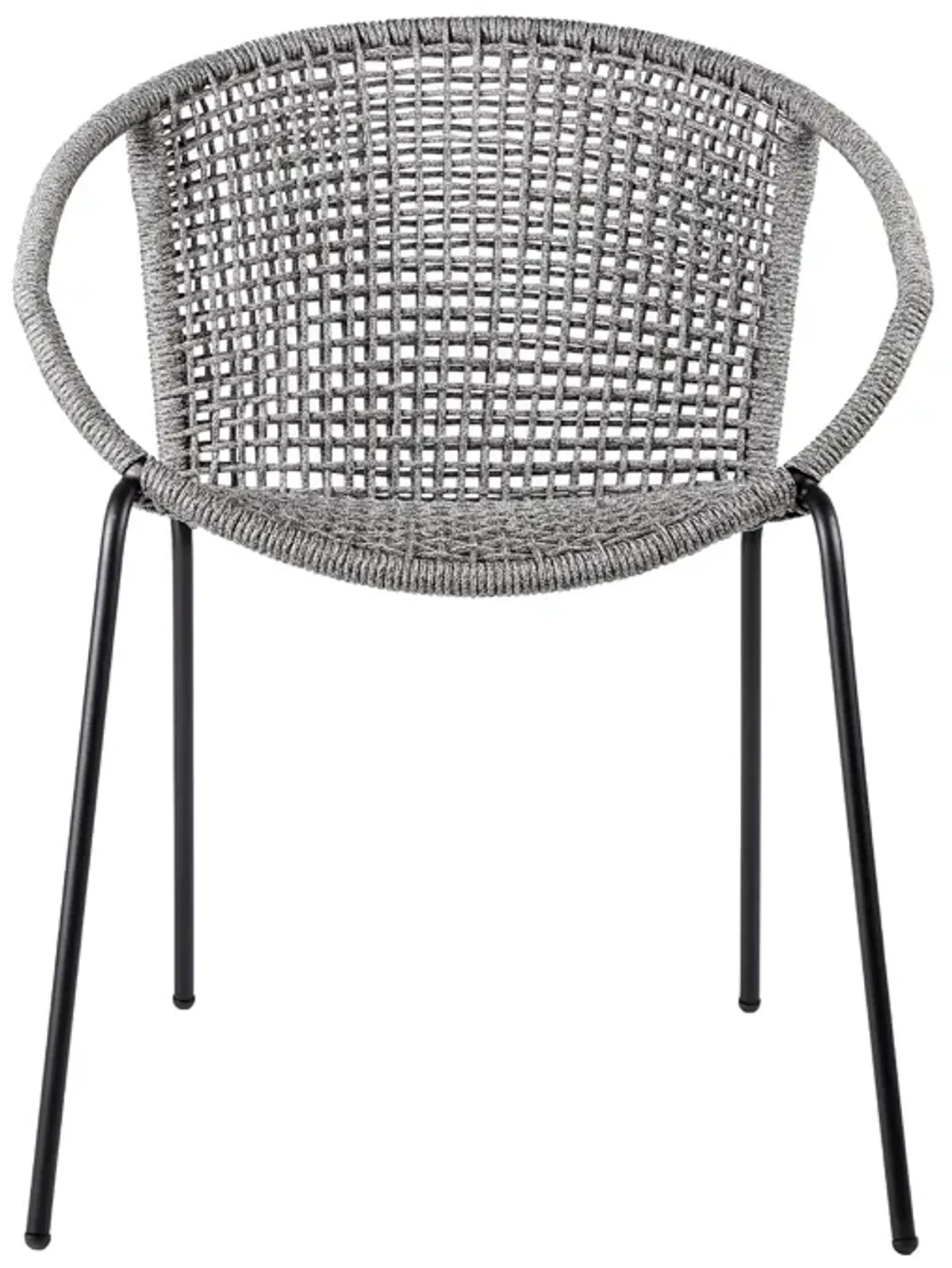 Snack Indoor Outdoor Stackable Steel Dining Chair with Grey Rope - Set of 2