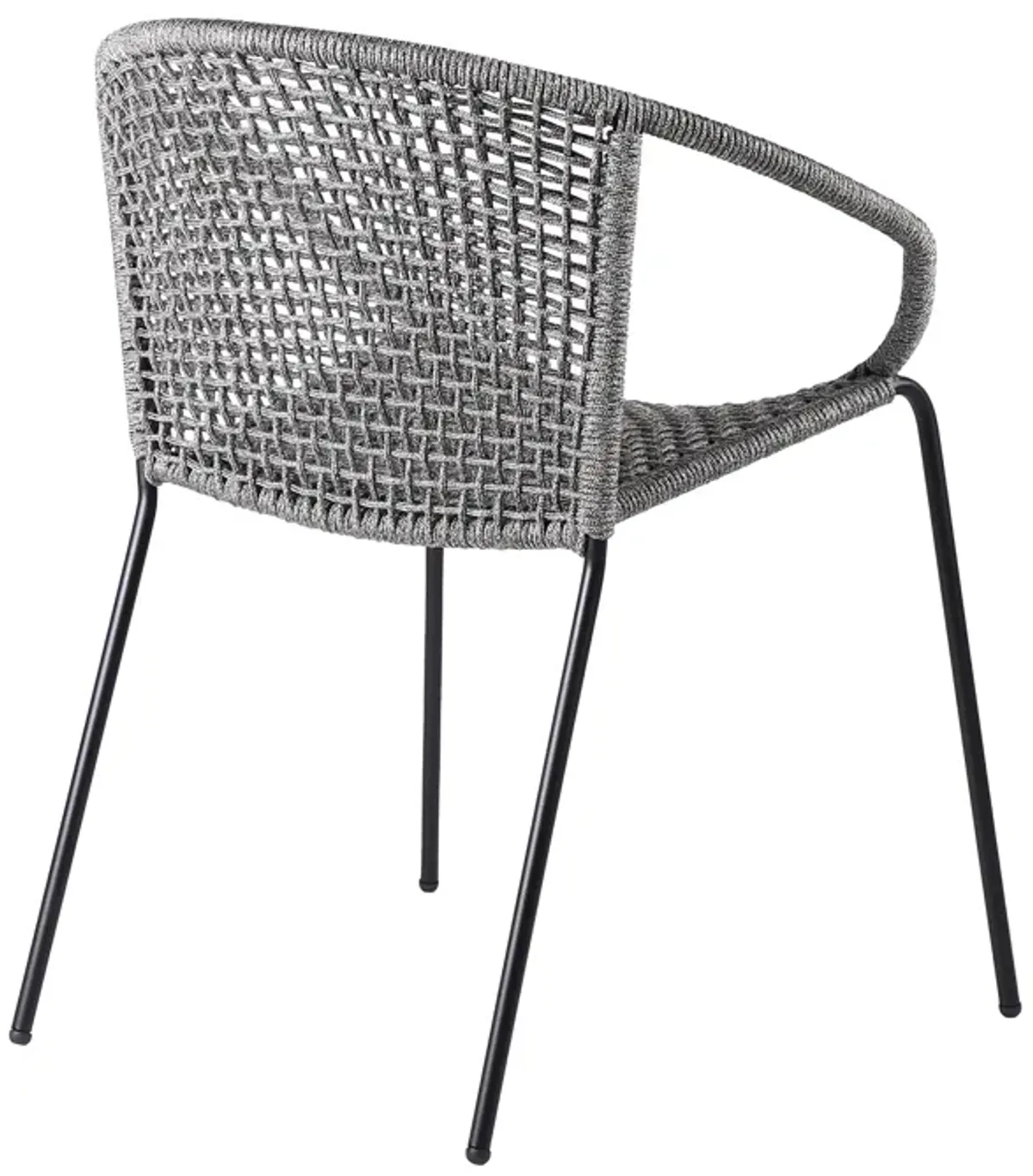 Snack Indoor Outdoor Stackable Steel Dining Chair with Grey Rope - Set of 2