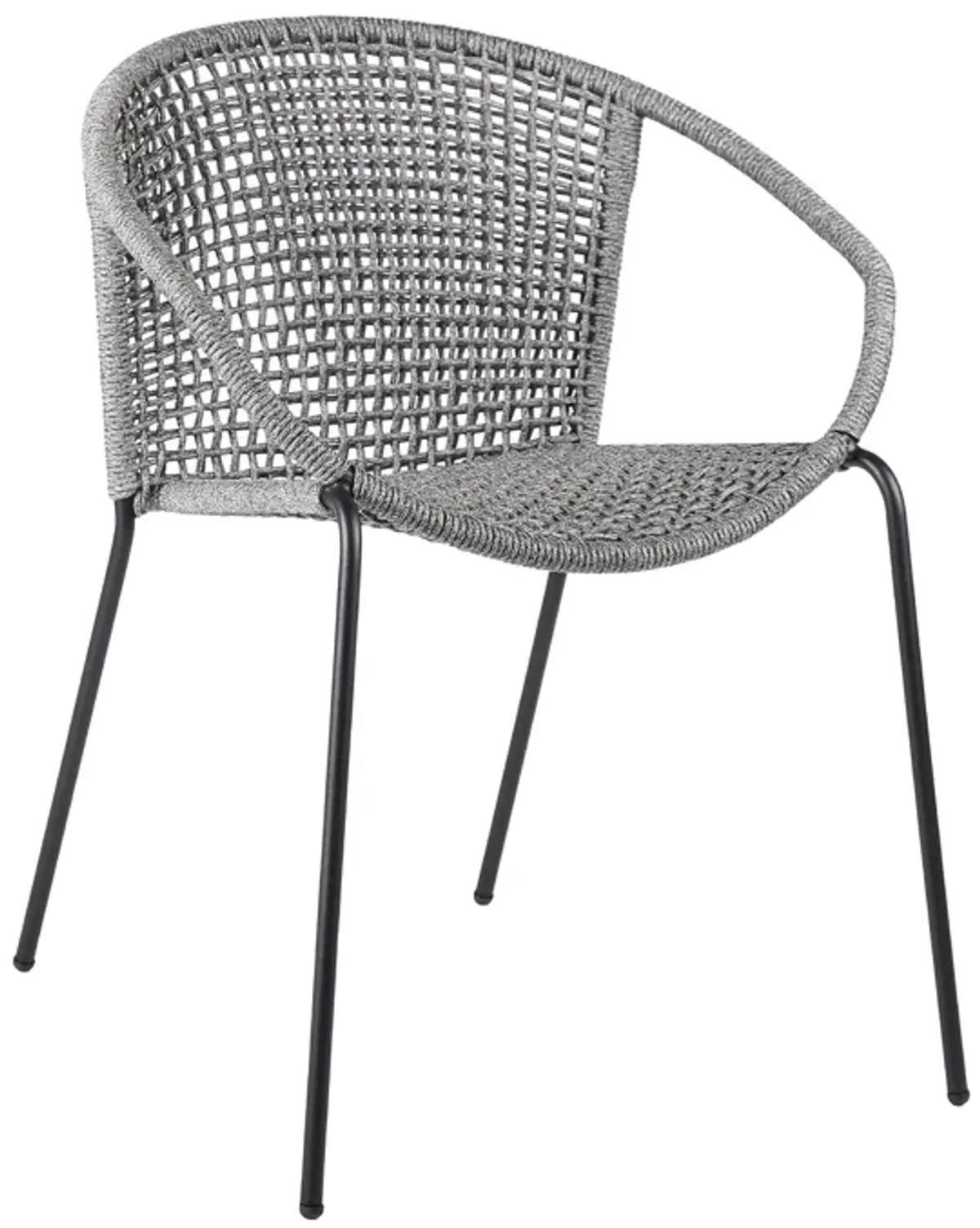 Snack Indoor Outdoor Stackable Steel Dining Chair with Grey Rope - Set of 2