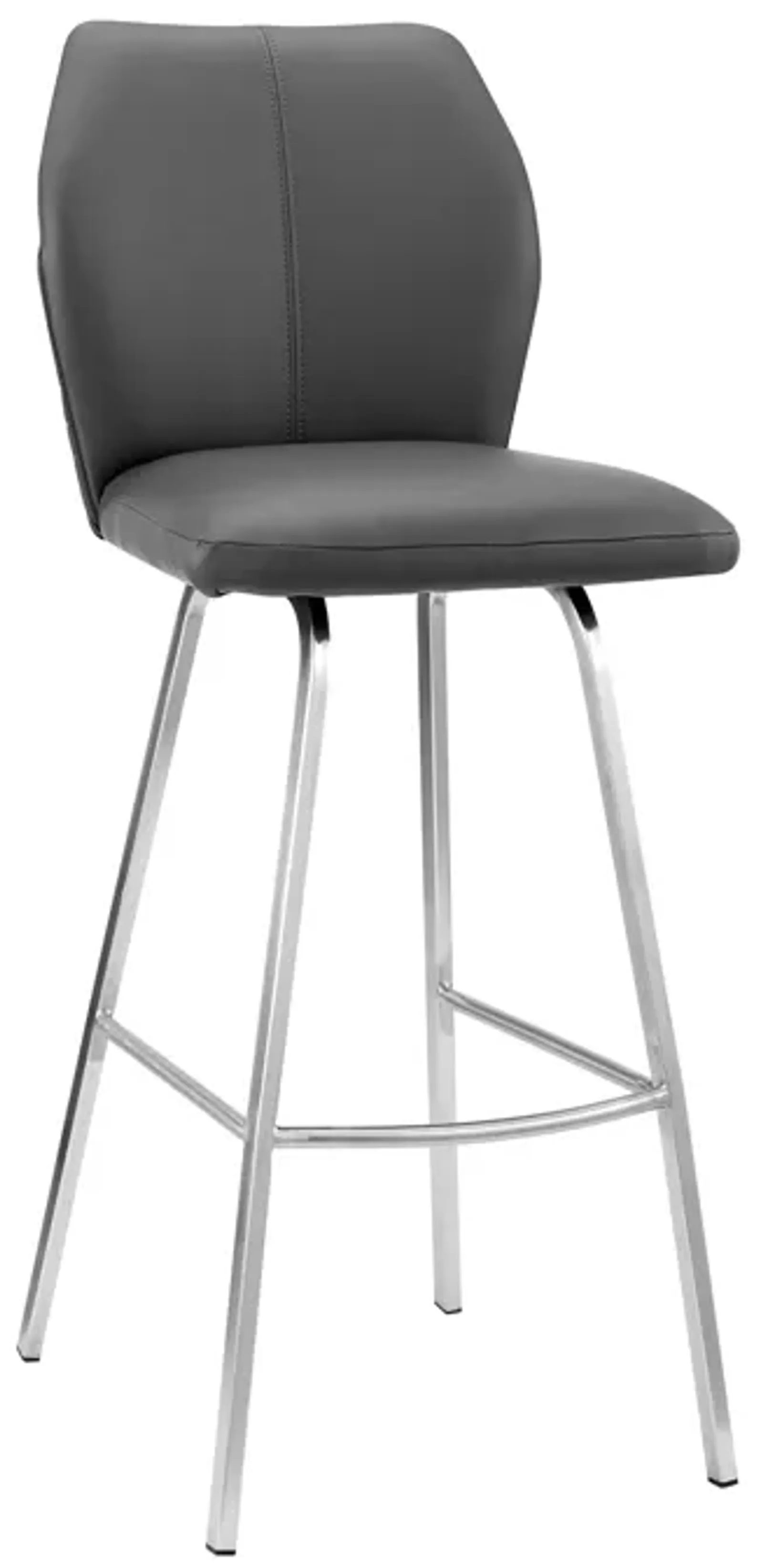 Tandy Gray Faux Leather and Brushed Stainless Steel 30" Bar Stool