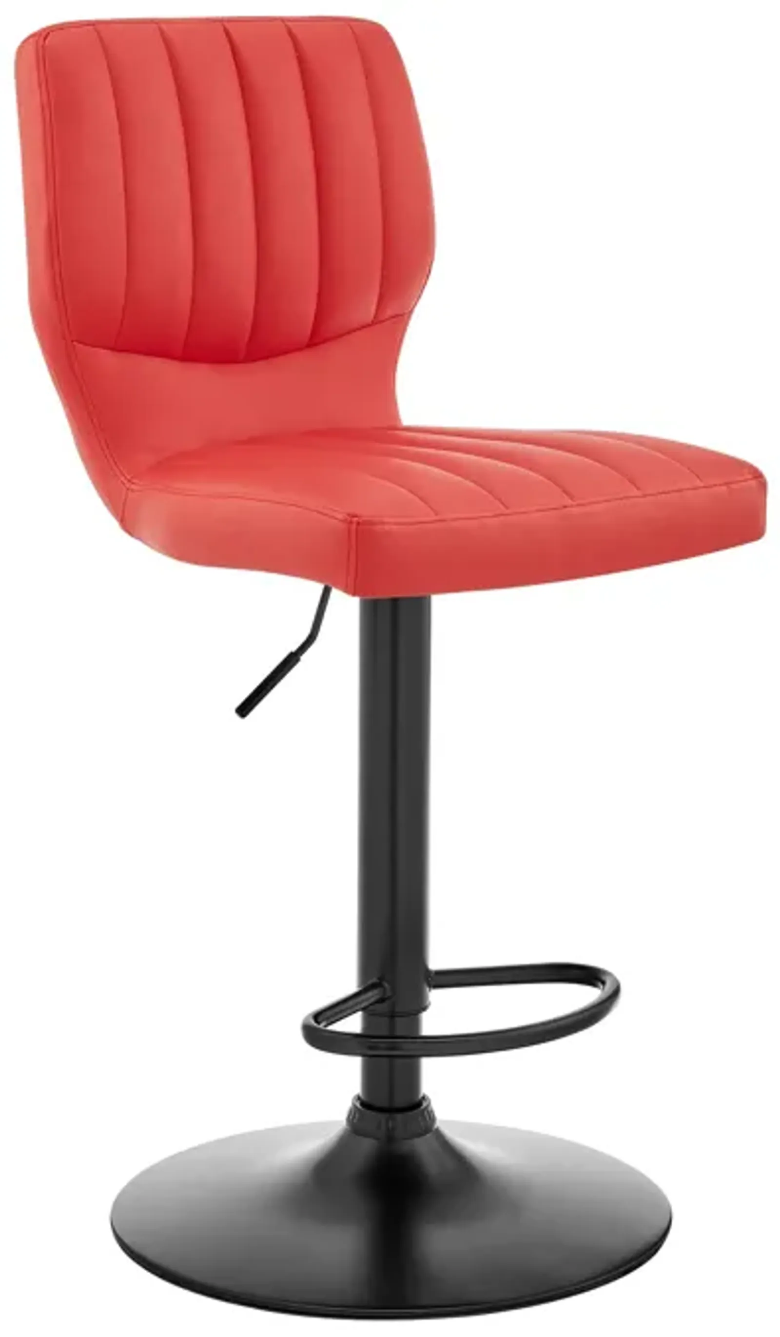 Bardot Adjustable Height Red Faux Leather Swivel Bar Stool