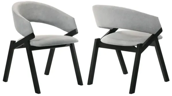 Talulah Gray Fabric and Black Veneer Dining Side Chairs - Set of 2