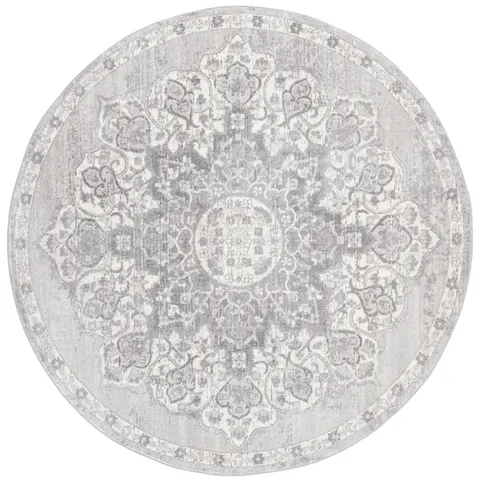 Brentwood 802 Grey / Ivory 8' X 8' Round Round Powerloomed Rug