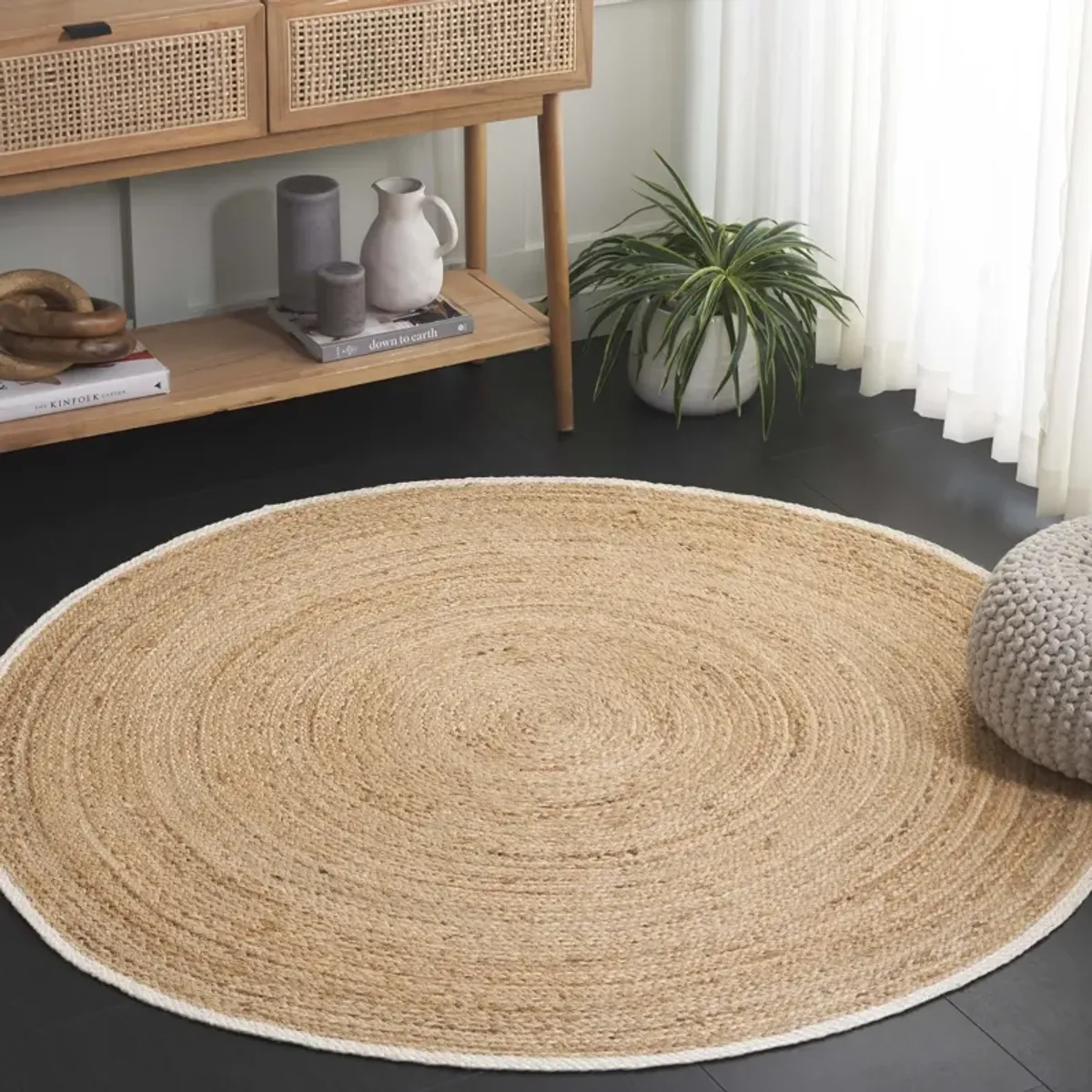 NATURAL FIBER Hand Woven 3' x 3' Round area rug