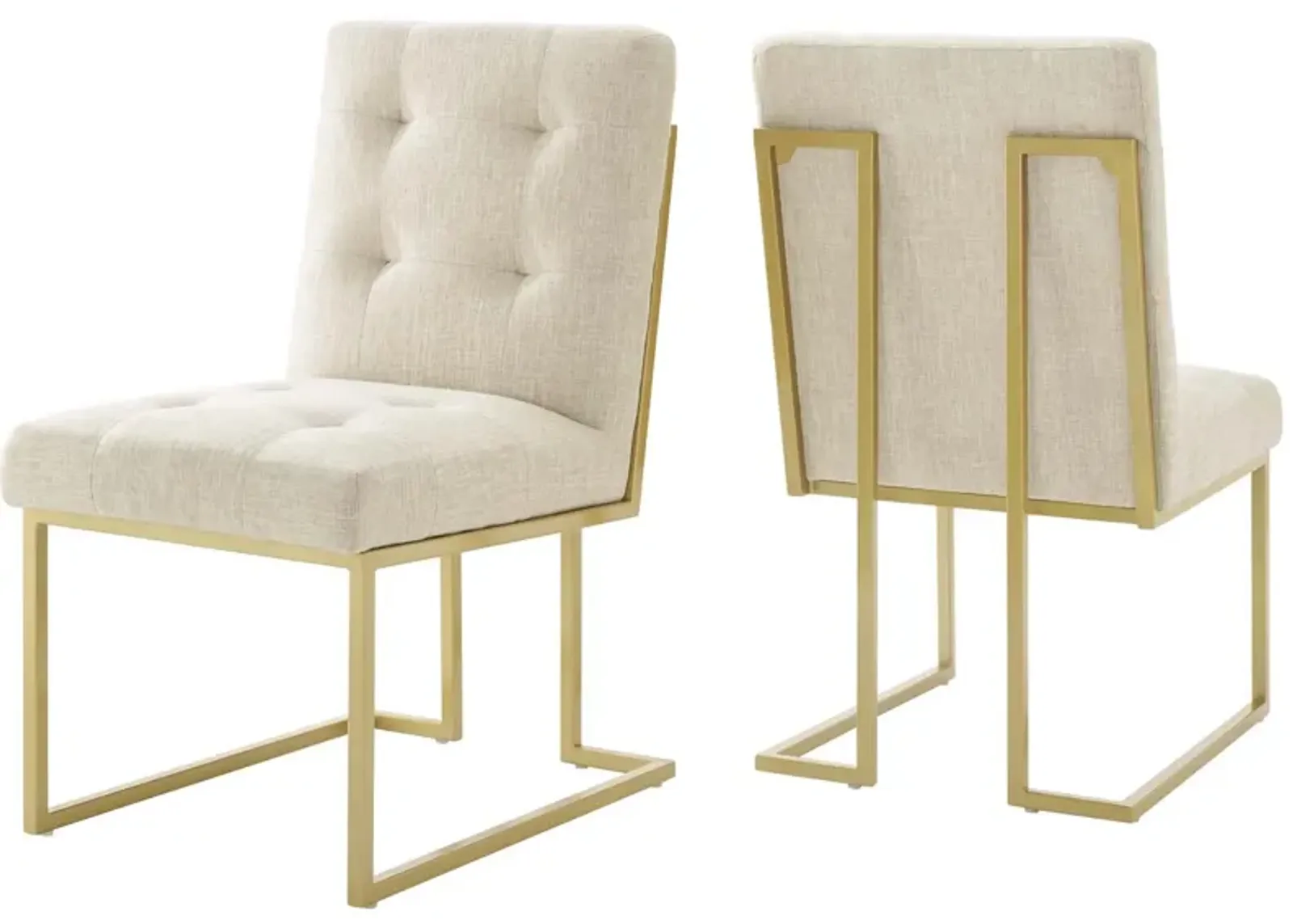 Privy Gold Stainless Steel Upholstered Fabric Dining Accent Chair Set of 2