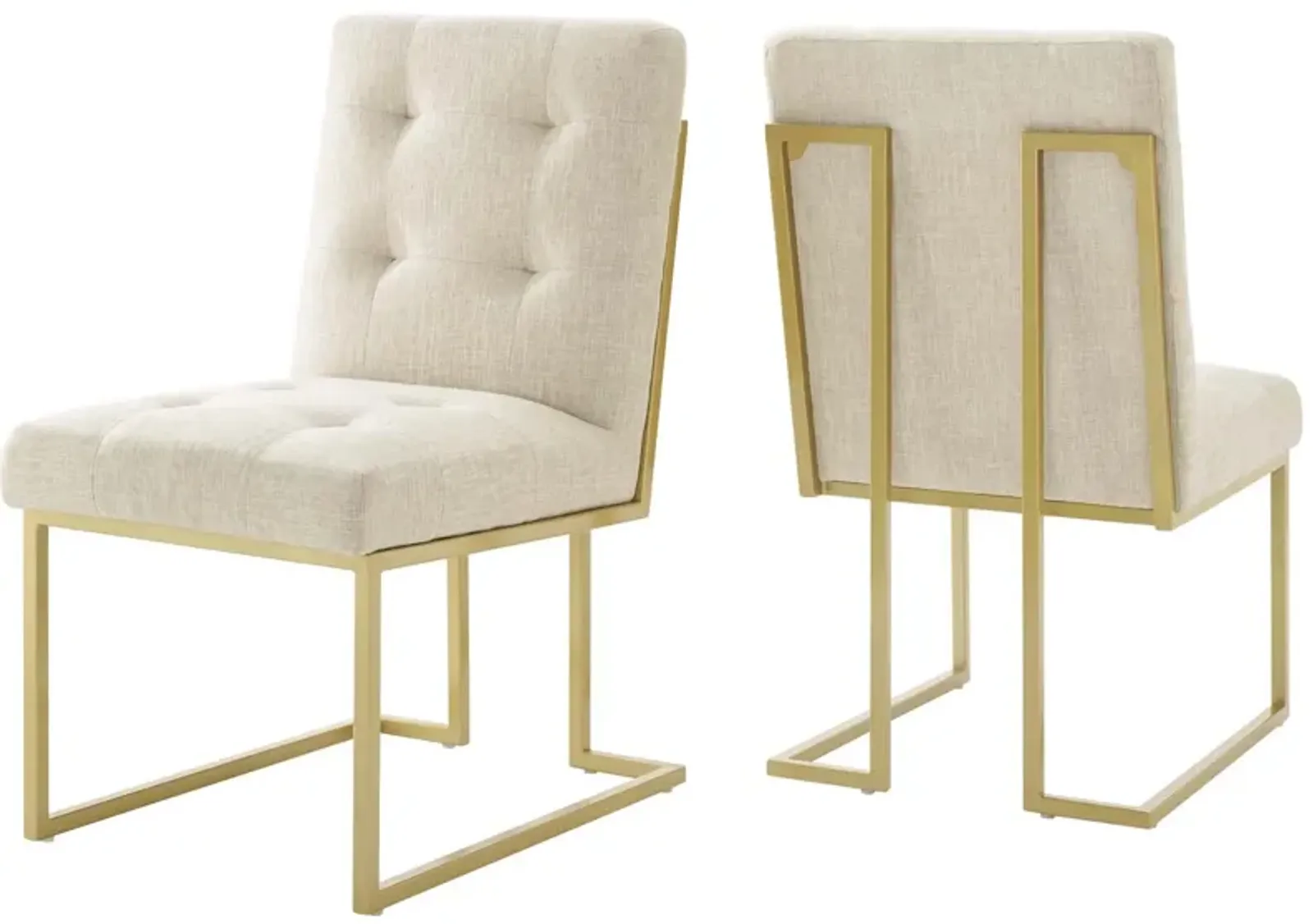 Privy Gold Stainless Steel Upholstered Fabric Dining Accent Chair Set of 2