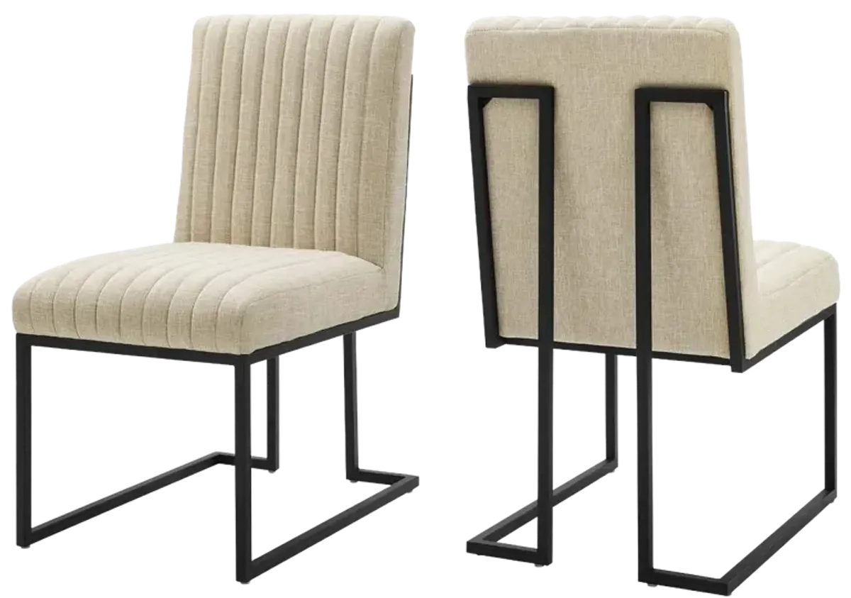 Indulge Channel Tufted Fabric Dining Chairs - Set of 2