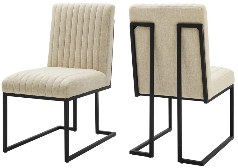 Indulge Channel Tufted Fabric Dining Chairs - Set of 2