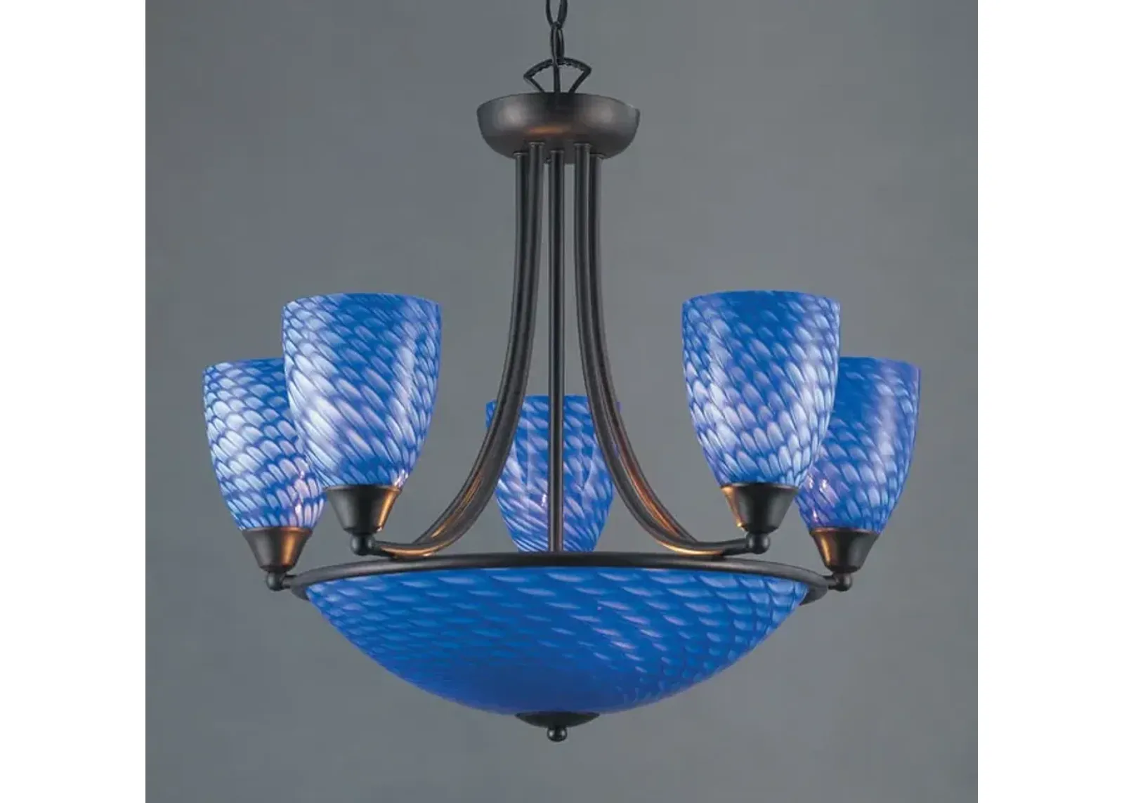 Arco Baleno 23'' Wide 8-Light Chandelier - Dark Rust with Sapphire Blue