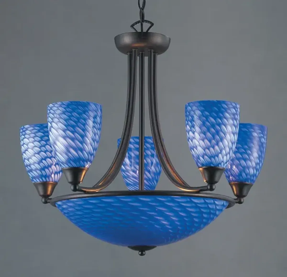 Arco Baleno 23'' Wide 8-Light Chandelier - Dark Rust with Sapphire Blue