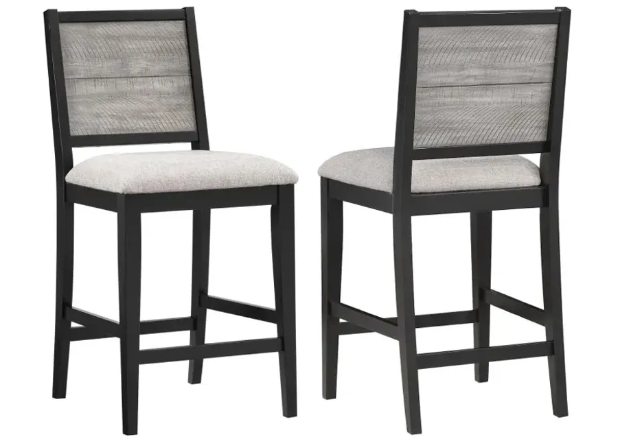 Elodie Upholstered Padded Seat Counter Height Dining Chair Dove Grey and Black (Set of 2)