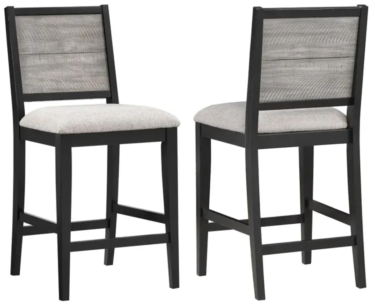 Elodie Upholstered Padded Seat Counter Height Dining Chair Dove Grey and Black (Set of 2)