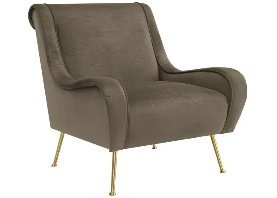 Ricci Upholstered Saddle Arms Accent Chair Truffle and Gold