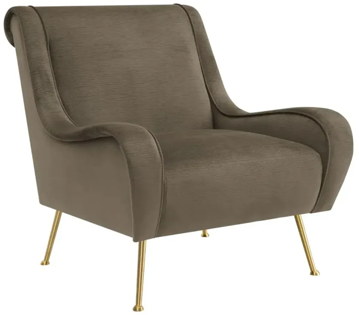 Ricci Upholstered Saddle Arms Accent Chair Truffle and Gold