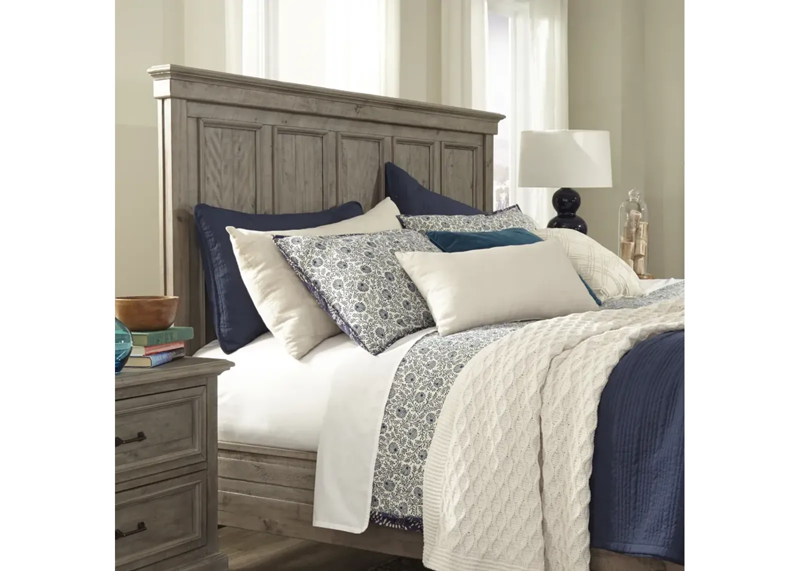 Lancaster Queen Panel Bed Headboard in Dovetail Grey