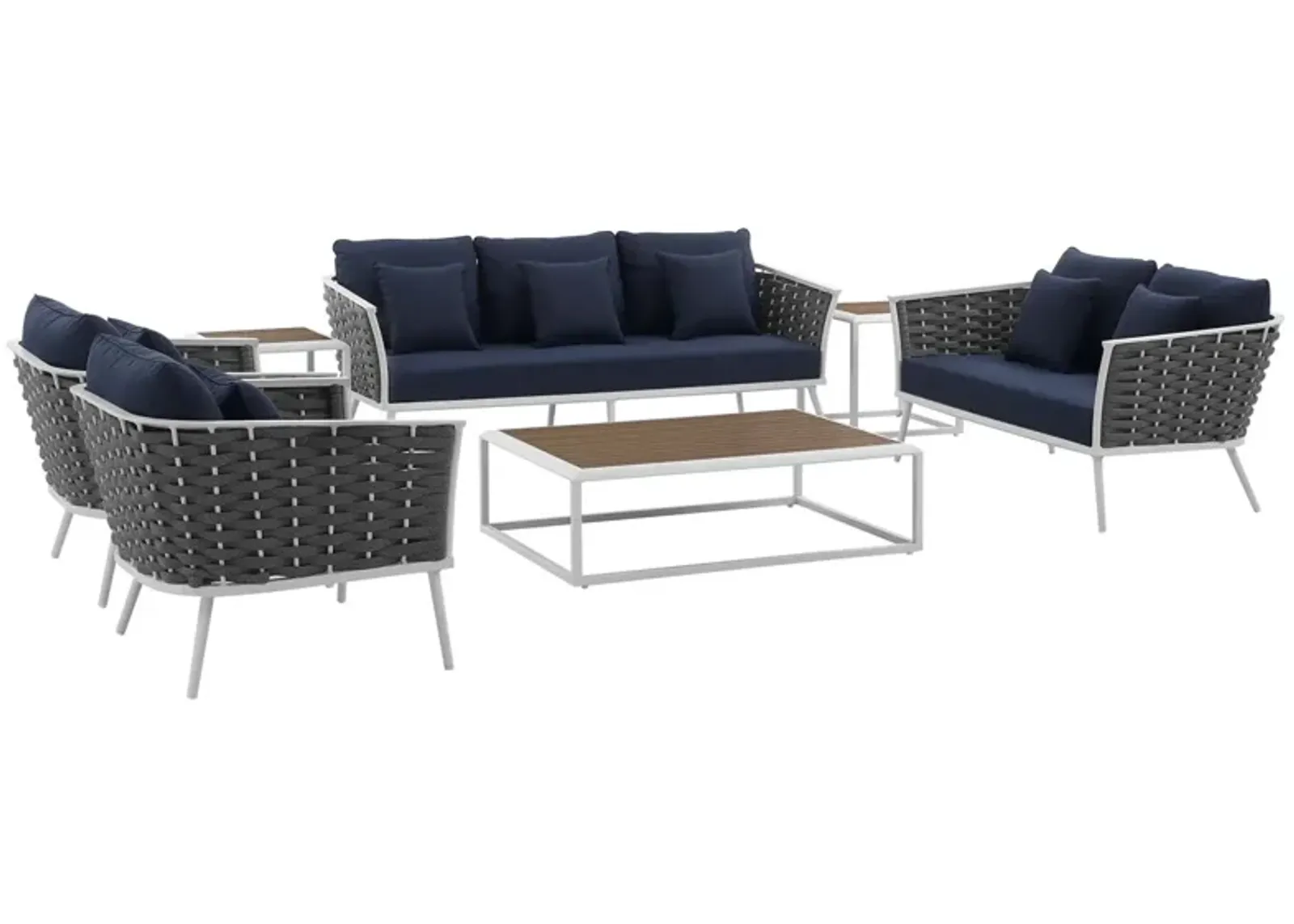 Stance 7 Piece Outdoor Patio Aluminum Sectional Sofa Set