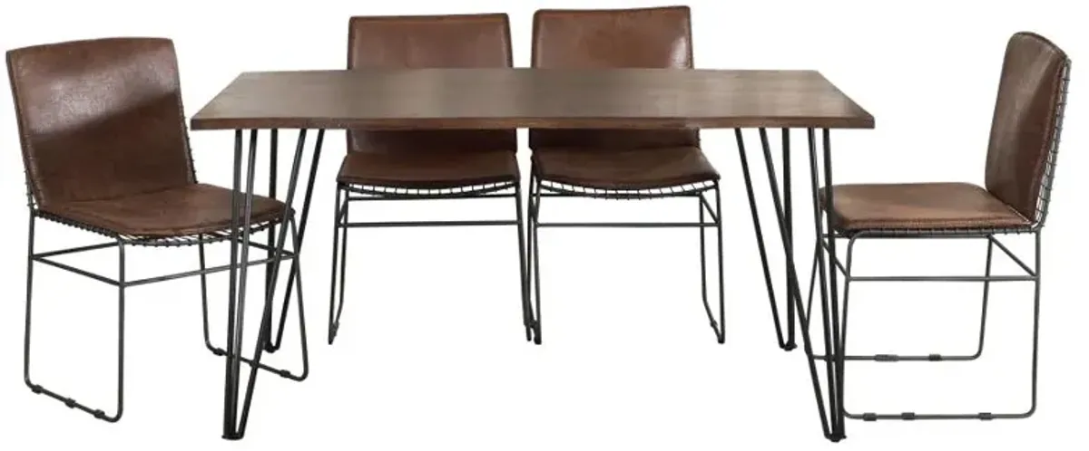 Topeka 5-piece Dining Set Mango Cocoa and Gunmetal