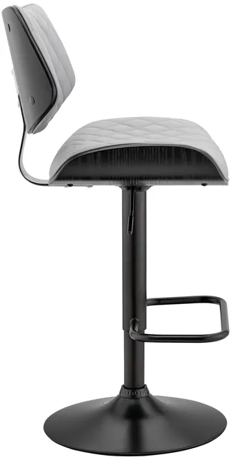 Leland Adjustable Gray Faux Leather and Black Finish Bar Stool