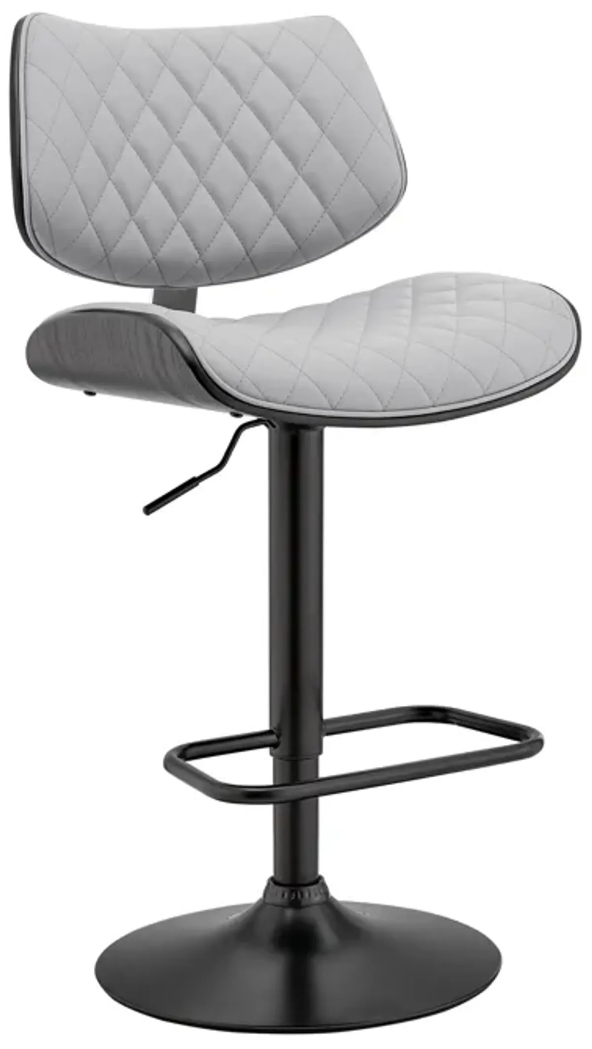 Leland Adjustable Gray Faux Leather and Black Finish Bar Stool