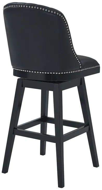 Journey 26" Counter Height Swivel Black Faux Leather and Black Wood Bar Stool