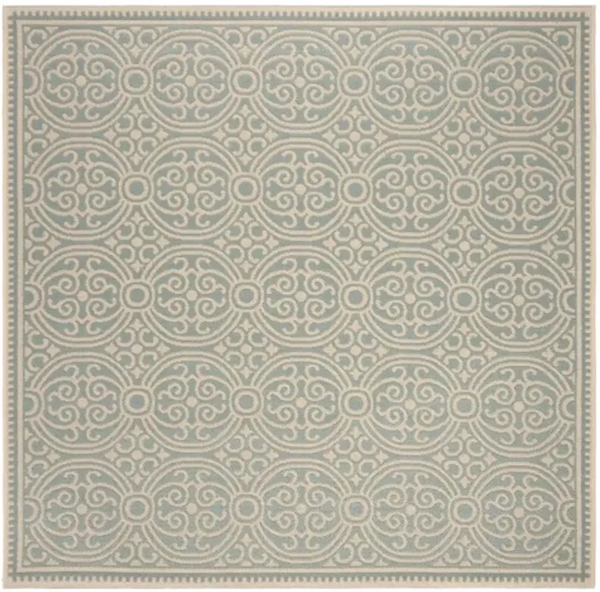 LINDEN 134 Collection LND134L-6SQ Cream / Aqua 6'-7" X 6'-7" Square