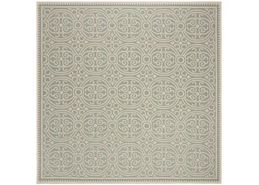 LINDEN 134 Collection LND134L-6SQ Cream / Aqua 6'-7" X 6'-7" Square