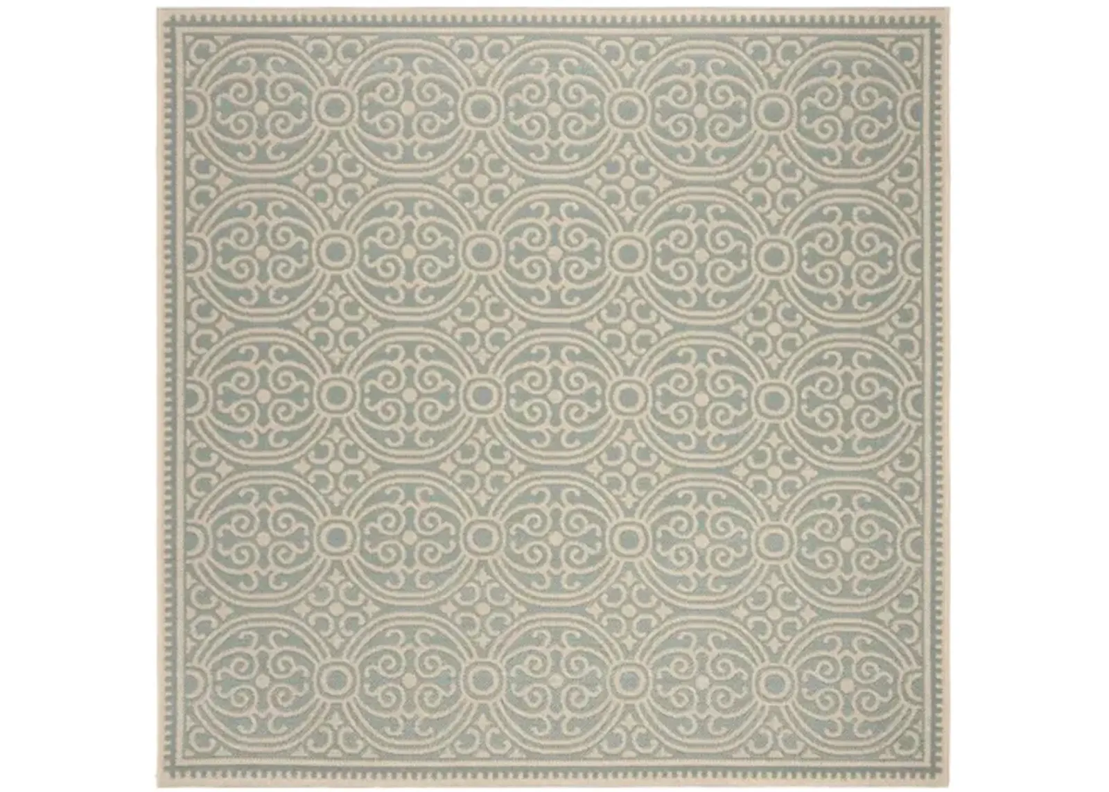 LINDEN 134 Collection LND134L-6SQ Cream / Aqua 6'-7" X 6'-7" Square