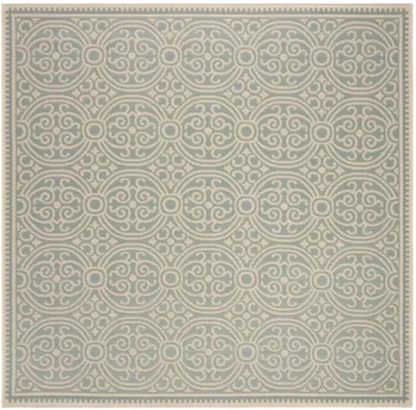 LINDEN 134 Collection LND134L-6SQ Cream / Aqua 6'-7" X 6'-7" Square