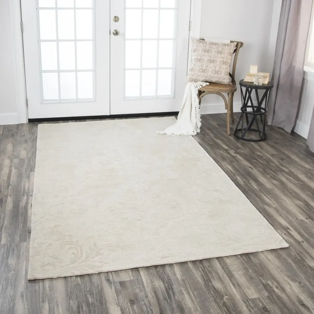 Fifth Avenue Beige Damask Wool 8' x 10' Rectangle Rug