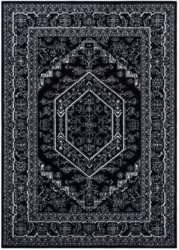 Adirondack Contemporary Black / Ivory 5'-1" X 7'-6" Powerloomed Rug