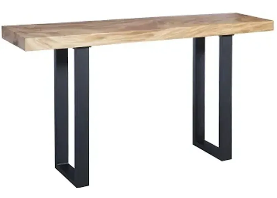 origins straight edge console table, metal u legs, matte, black