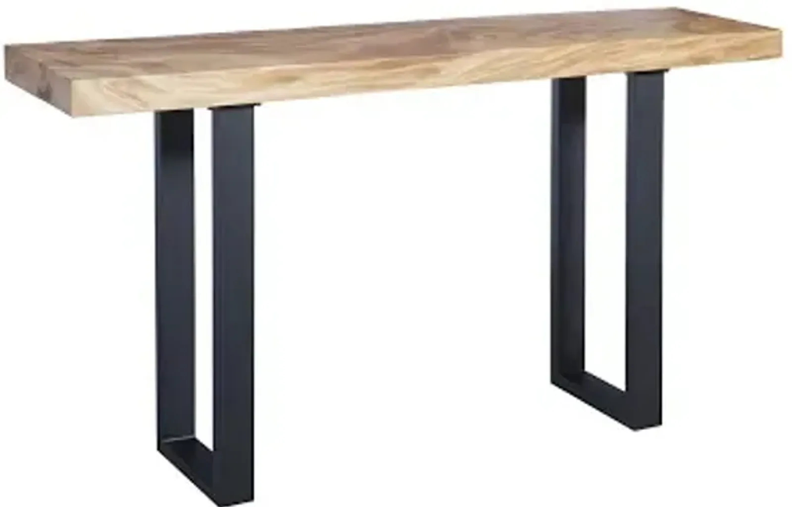 origins straight edge console table, metal u legs, matte, black