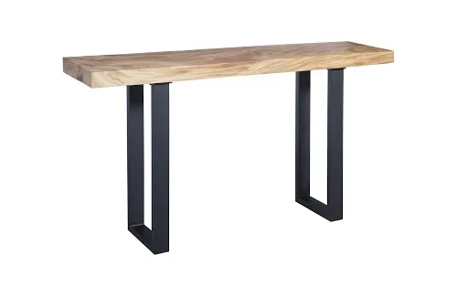 origins straight edge console table, metal u legs, matte, black