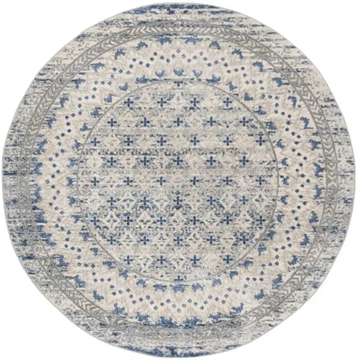 Brentwood 899 Light Grey / Blue 9' X 9' Round Round Powerloomed Rug