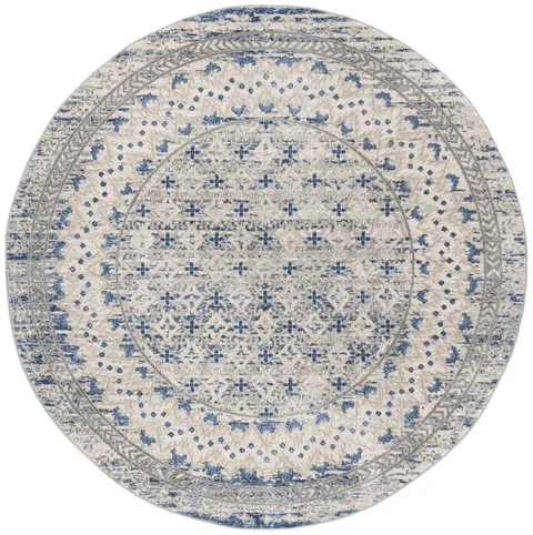 Brentwood 899 Light Grey / Blue 9' X 9' Round Round Powerloomed Rug