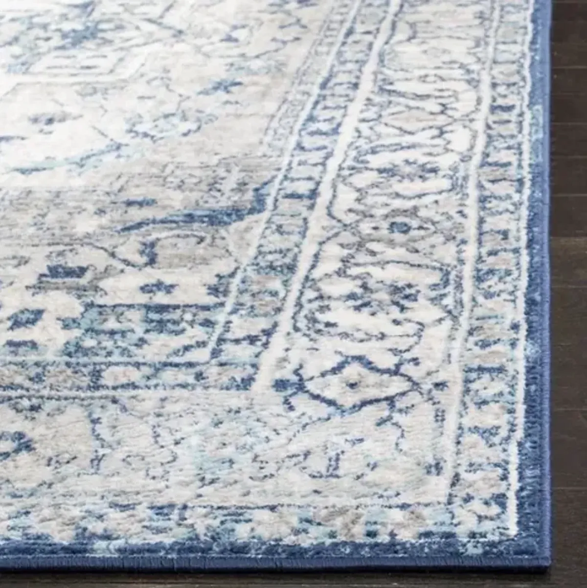 Brentwood 851 Light Grey / Blue 2' X 6' Runner Powerloomed Rug