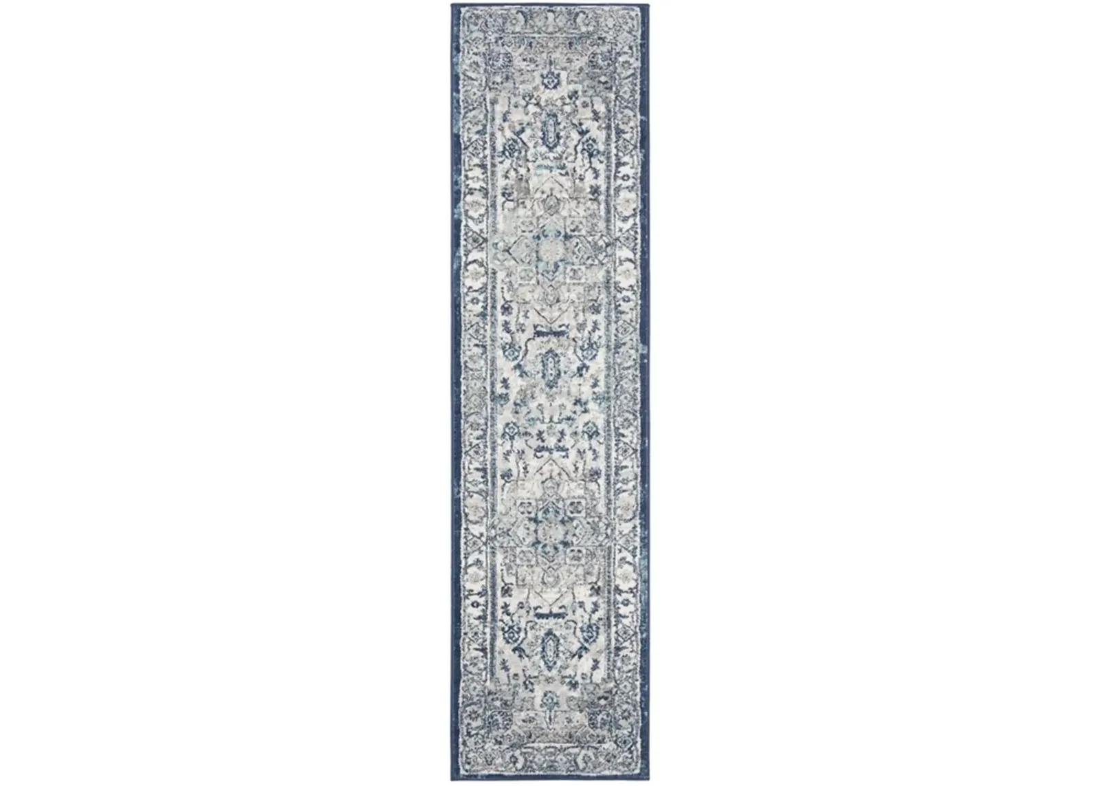 Brentwood 851 Light Grey / Blue 2' X 6' Runner Powerloomed Rug