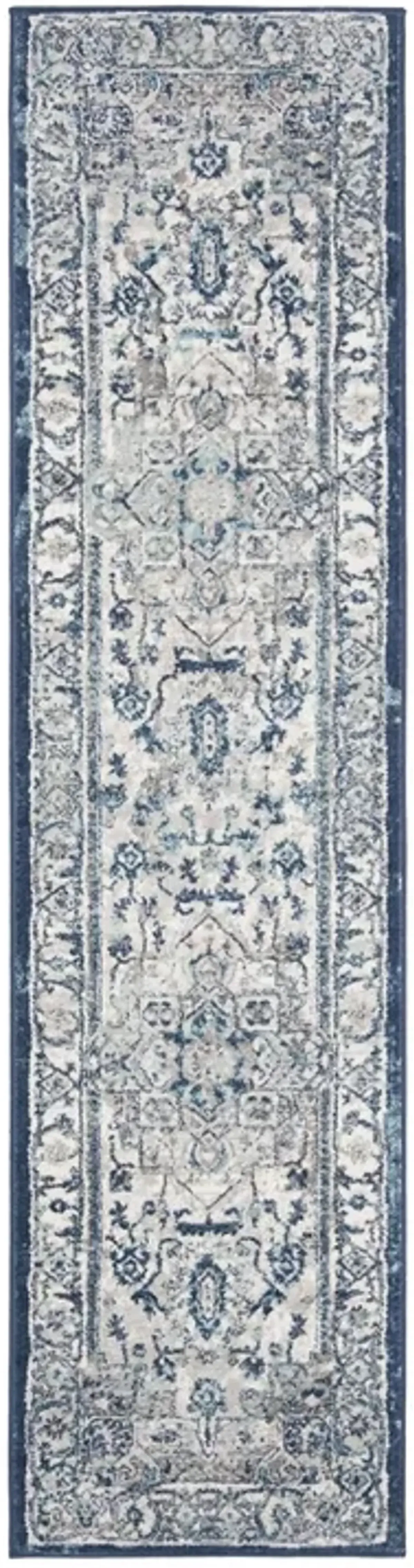 Brentwood 851 Light Grey / Blue 2' X 6' Runner Powerloomed Rug